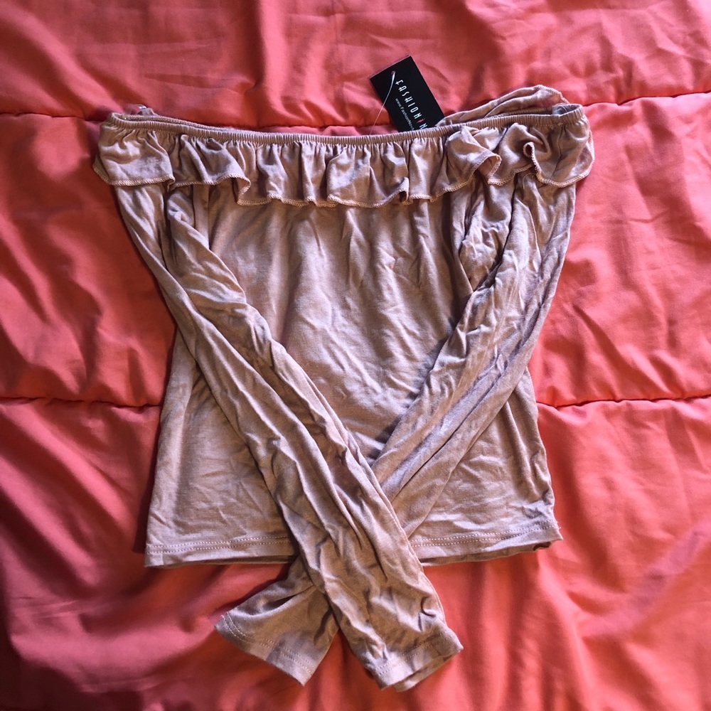 pink ruffled off shoulder crop top fashion nova